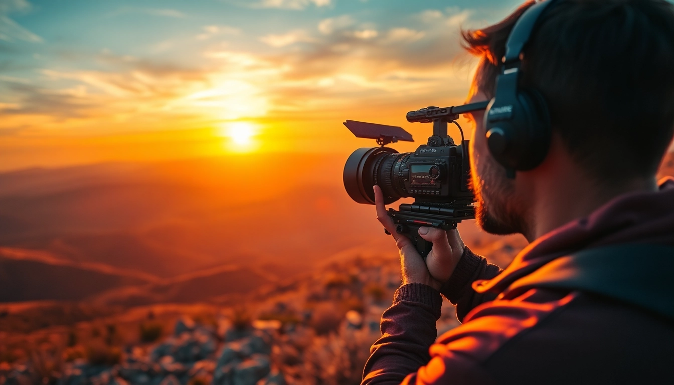 Engaging in location scouting, a videographer captures stunning landscapes for future projects.