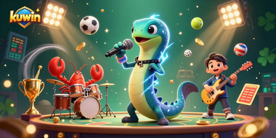 Kuwin's underwater casino features a DJ eel, lobster drummer, and seahorse guitarist entertaining amidst dynamic gaming elements.