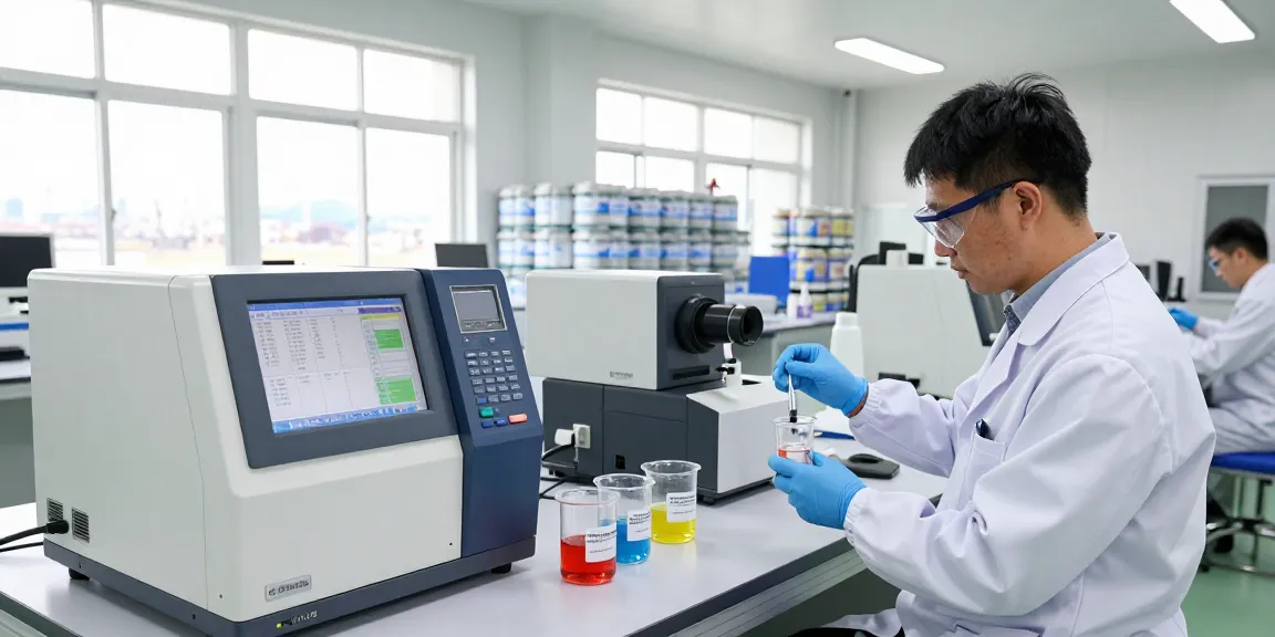 Hexachlorobenzene exporter conducting quality tests in a chemical lab.