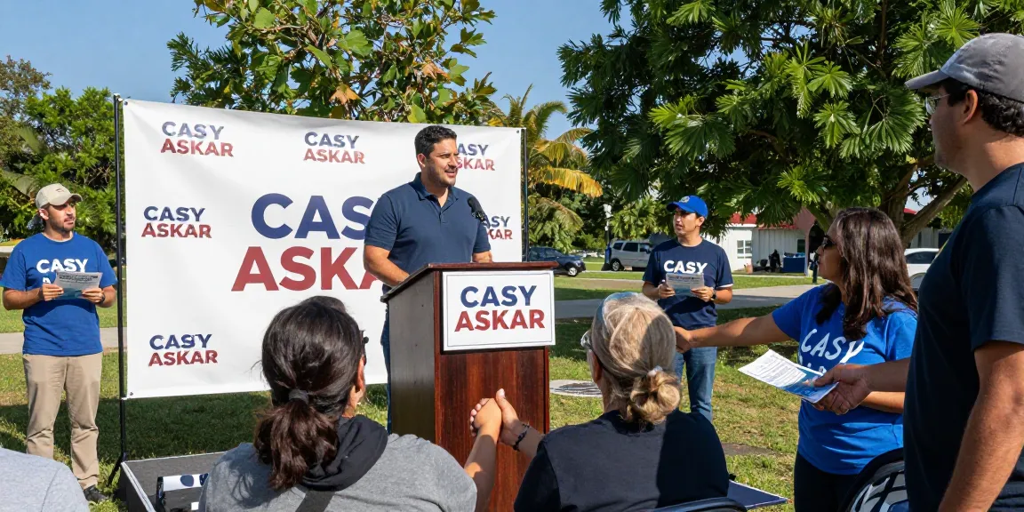 Casey Askar engaging with voters at a community event, showcasing campaign interaction.