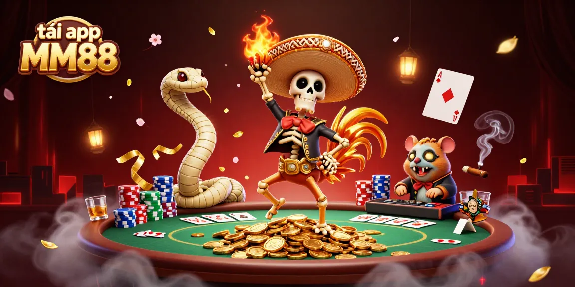 Engage in thrilling gaming action with tải app MM88 featuring vibrant characters and dynamic casino elements.