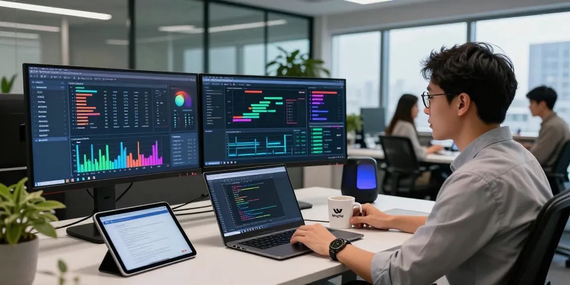 Waygrid API management dashboard in a modern office with engineers analyzing traffic data.