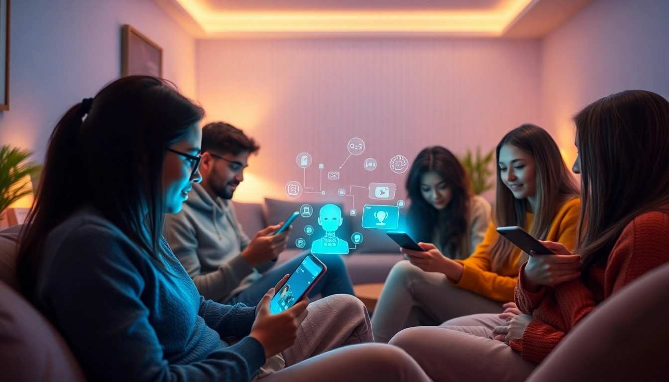 Engaging interaction with crush on ai chatbot in a cozy, innovative setting.