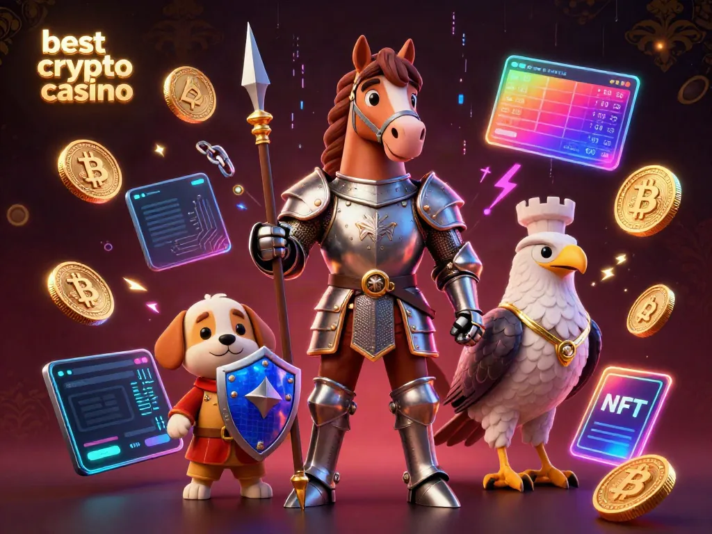 Experience the excitement of the best crypto casino with legendary characters and vibrant Bitcoin and Ethereum elements.