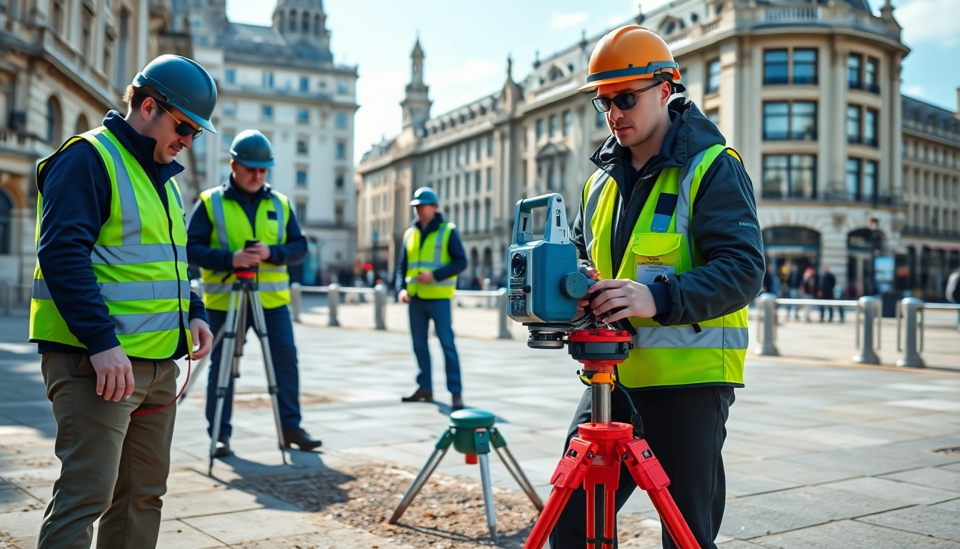 GPR surveys london conducted by professional surveyors equipped with advanced technology in an urban setting.