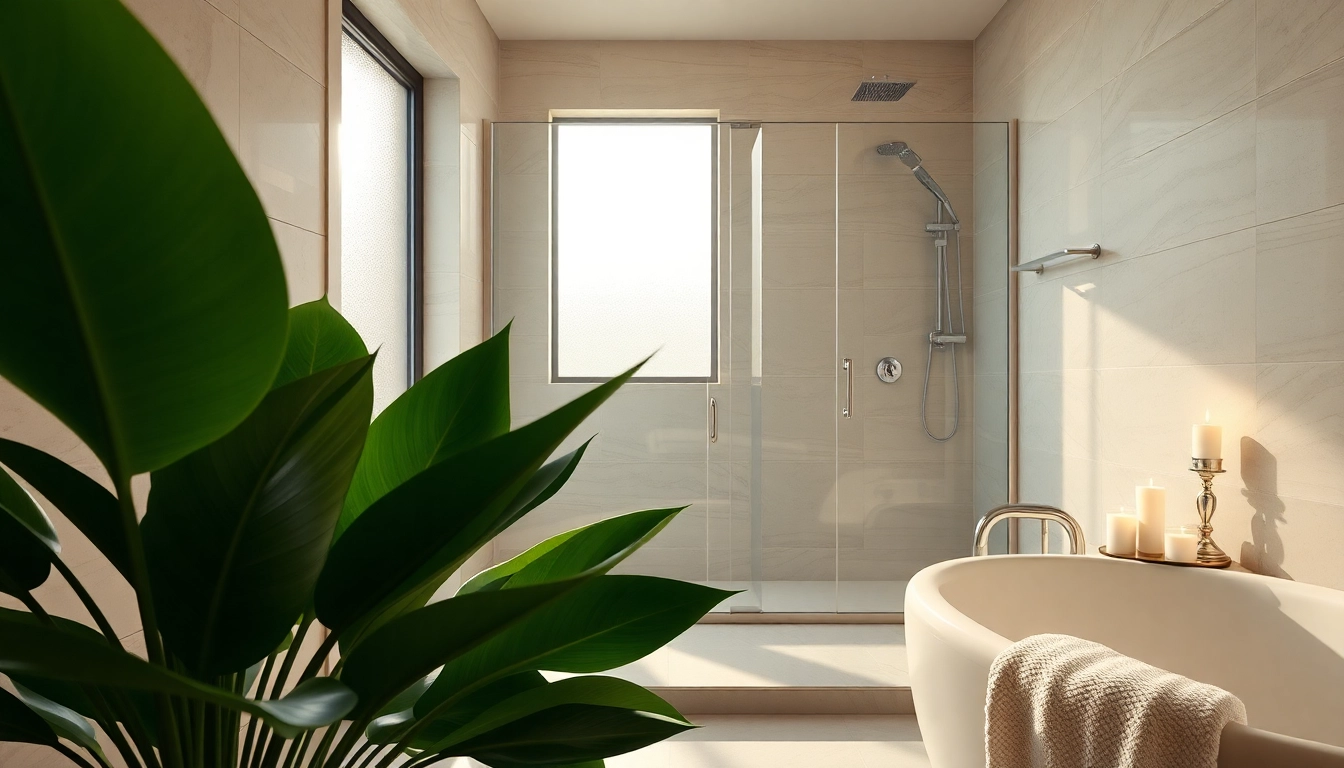 Experience elegant showers au in a luxurious bathroom showcasing sleek glass panels and modern fixtures.