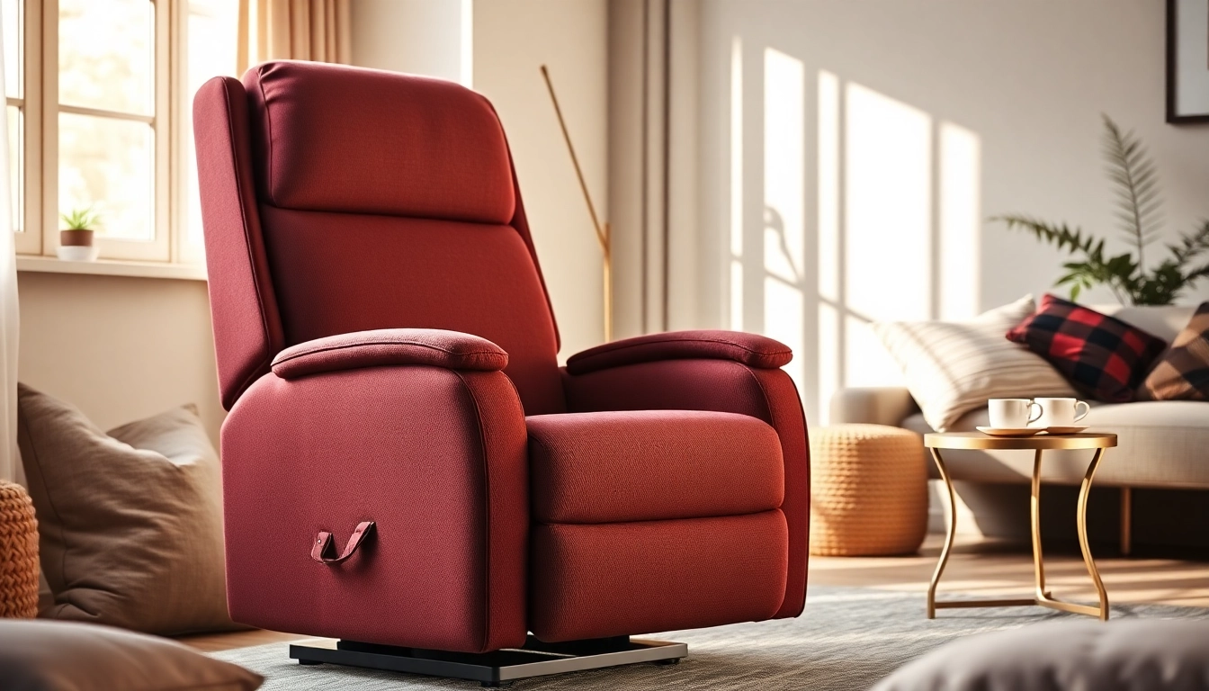 Experience relaxation with a power lift recliner with heat and massage, featuring plush upholstery and ergonomic design.