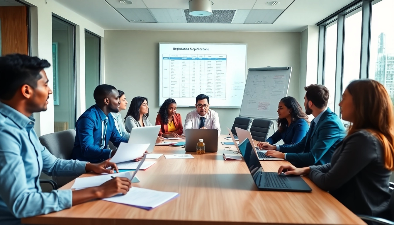 Discussing registration and certification in Federal databases during a professional meeting.