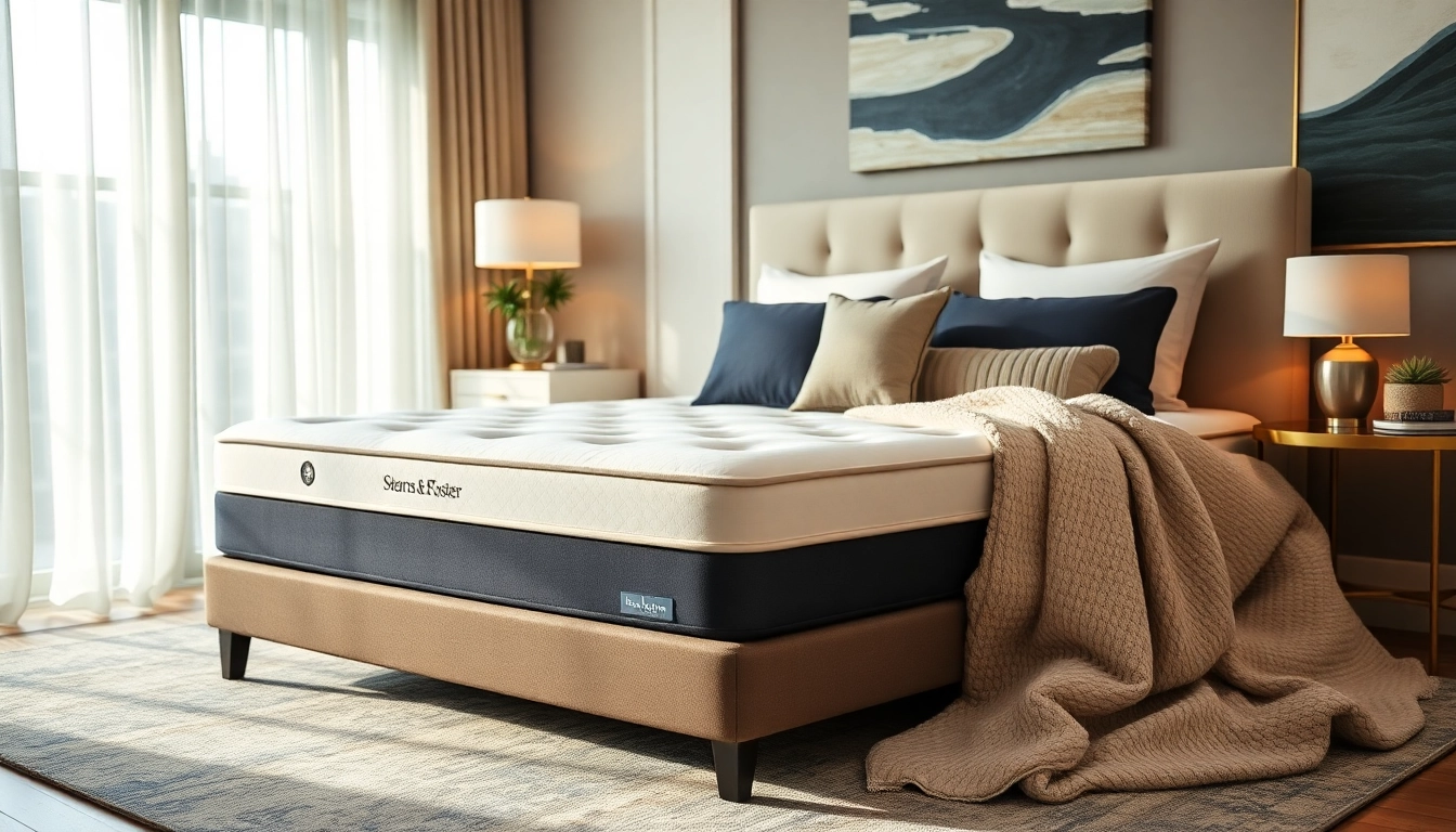 View of a premium stearns and foster estate mattress showcasing luxurious design and comfort in an elegant bedroom.