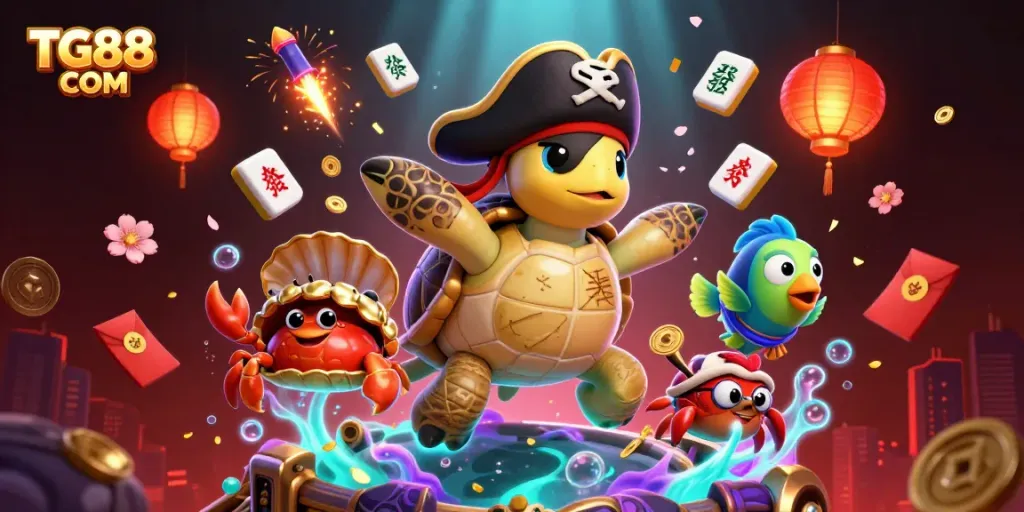 Engage with TG88 COM through vibrant underwater casino adventure, featuring themed 3D elements.