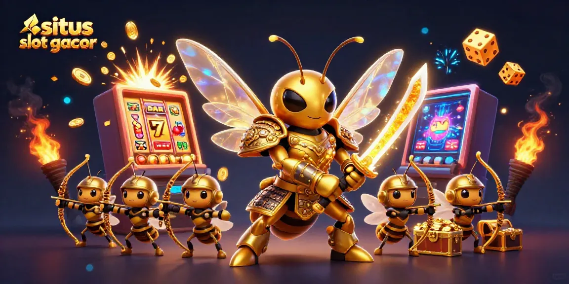 Experience the thrill of situs slot gacor with a golden hornet samurai and vibrant slot elements.