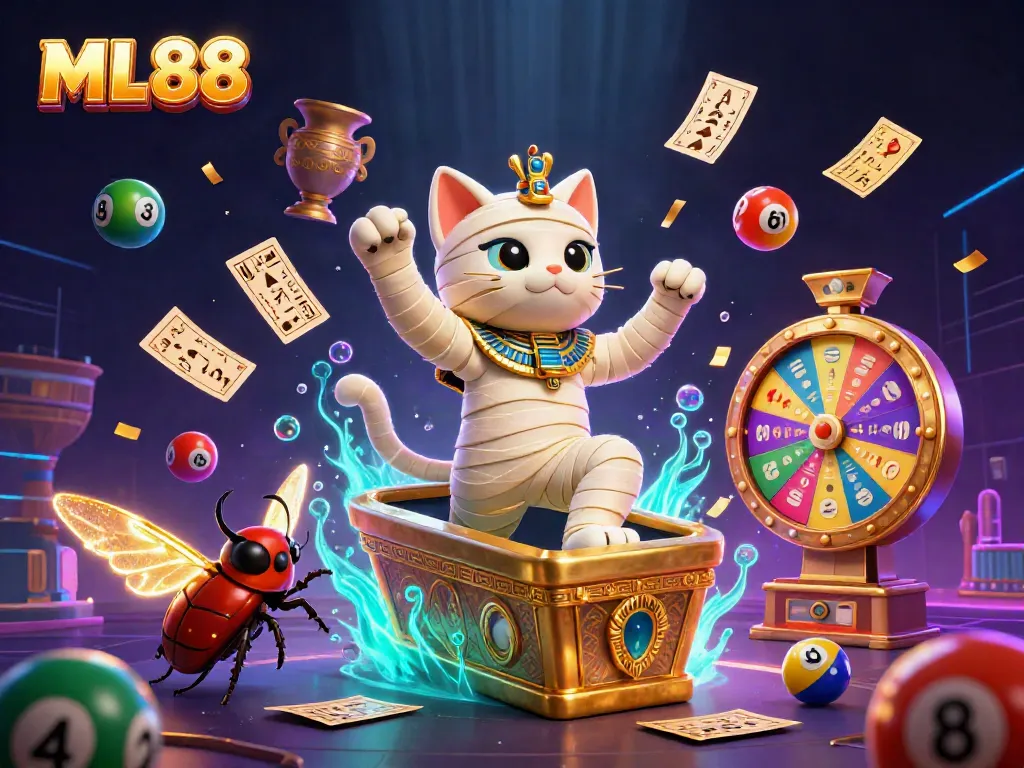 ML88 offers thrilling underwater casino adventure with dynamic lottery and prize elements in 3D illustration.
