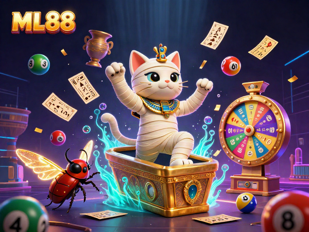 ML88 offers thrilling underwater casino adventure with dynamic lottery and prize elements in 3D illustration.