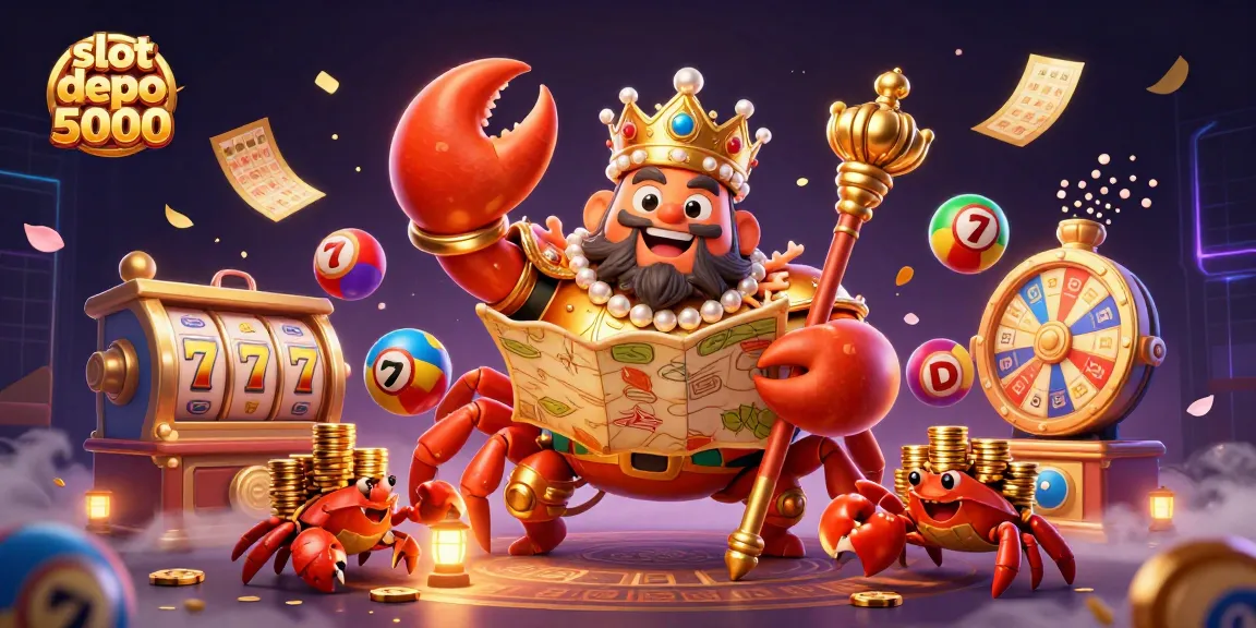 Experience thrilling slot depo 5000 action with a rich scene of a golden crab emperor and exciting game elements.