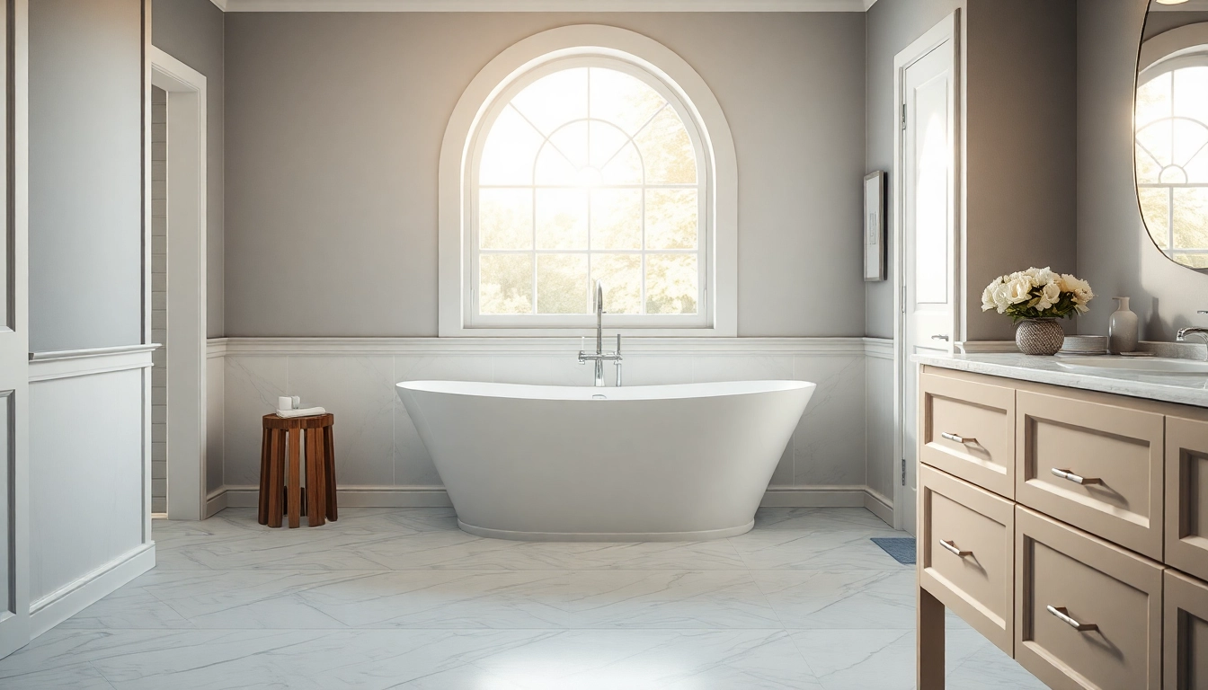 Transform your space with elegant bathroom remodelling showcasing a stunning freestanding bathtub.