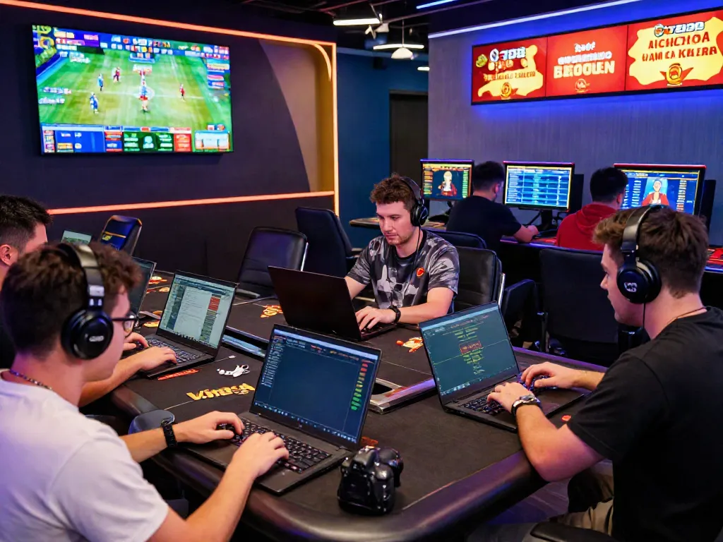 VIN88 online gambling players enjoying sports betting and casino games in a vibrant environment