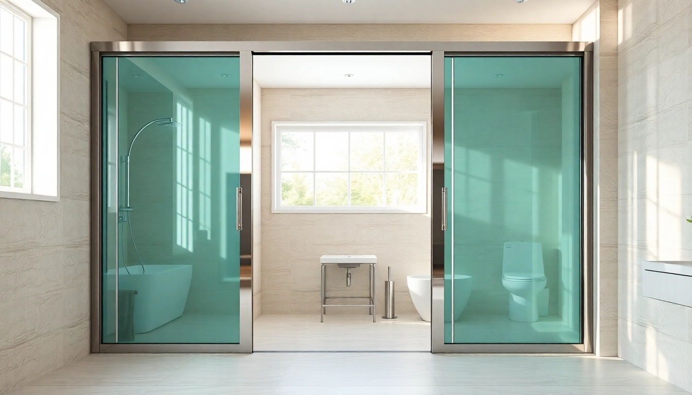 Explore elegant sliding shower doors with a polished chrome finish in a modern bathroom setting.
