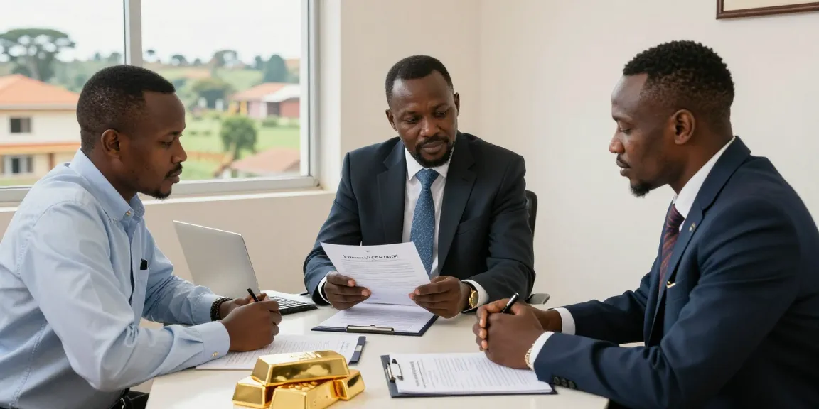 Licensed gold dealers Uganda engaging with clients over gold purity verification in a professional setting.