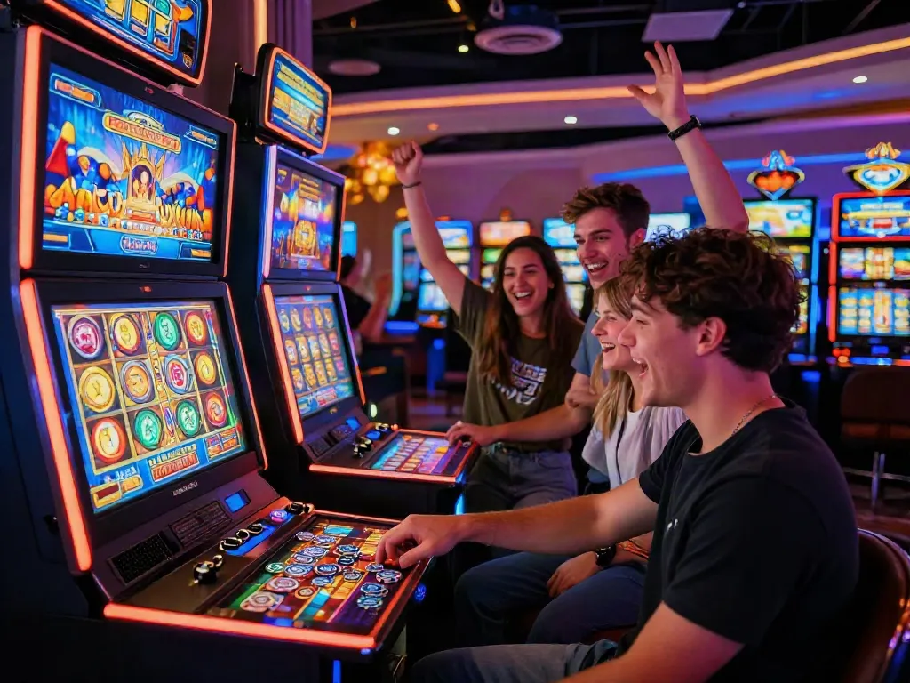 Players engaging with slot gacor machines in an exciting gaming environment.