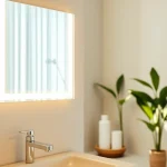 Admire the elegance of an elegant led mirror, featuring sleek lines and ambient lighting in a stylish bathroom.