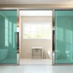 Explore elegant sliding shower doors with a polished chrome finish in a modern bathroom setting.
