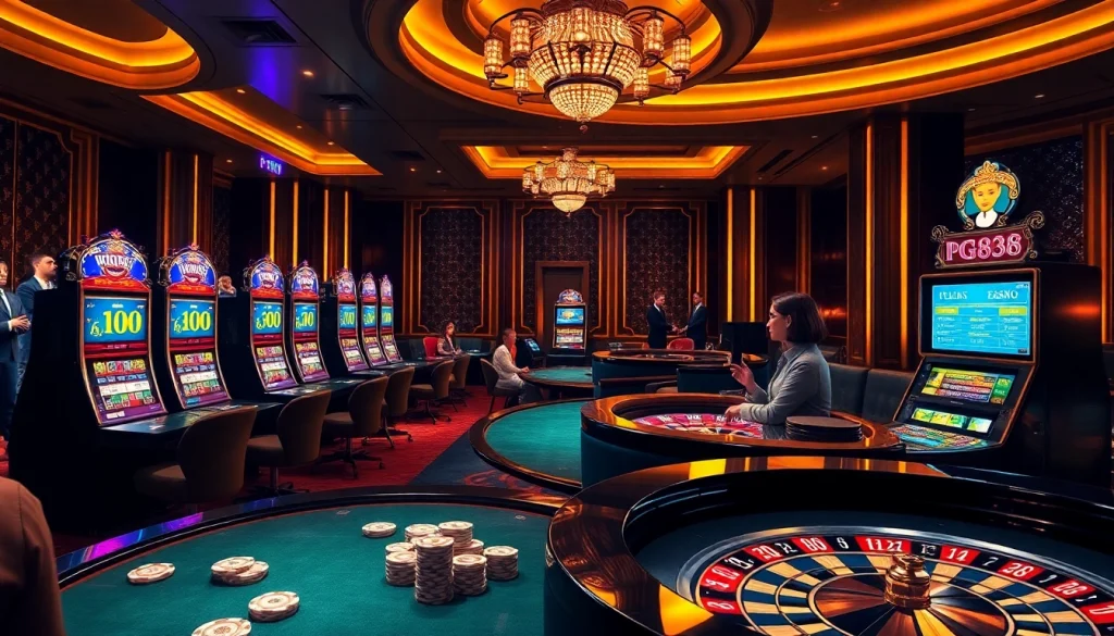 Engaging players in a luxurious pg88 online casino setting with vibrant gaming elements.