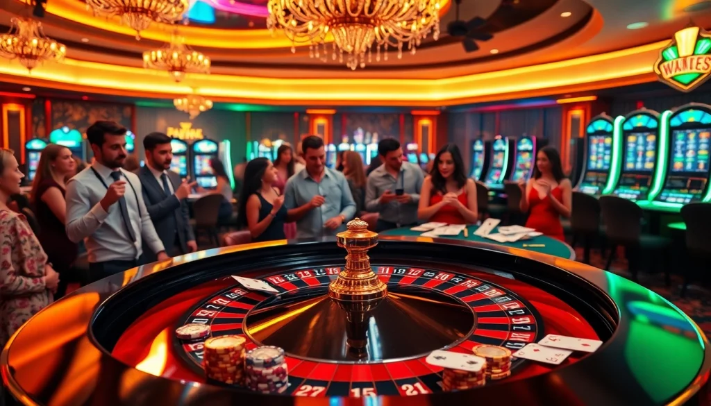 B52 players enjoying a thrilling moment at a luxurious casino roulette table.