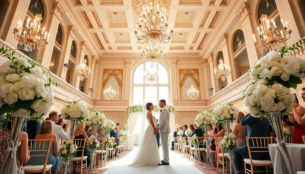 Experience the elegance of the Best Wedding Venue Jacksonville with a stunning bridal couple in a grand setting.