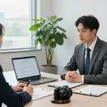 Corporate lawyer Aurora Ontario consulting client on business incorporation strategies in modern law office.