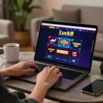 Engaging with Nhà cái Luck8 through online gaming, showcasing user-friendly interface and cozy atmosphere