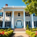 Beautiful colonial home renovation showcasing architectural charm with vibrant landscaping.