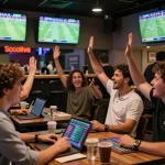 Socolive sports betting experience, showcasing excited bettors analyzing live matches.