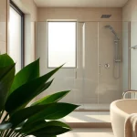 Experience elegant showers au in a luxurious bathroom showcasing sleek glass panels and modern fixtures.