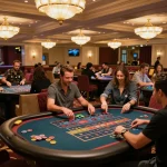 Xoilac TV offers live high-stakes roulette action with players placing bets in an elegant casino setting.