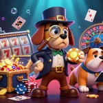 Experience the thrill of UU88 with a dynamic 3D casino illustration of characters investigating golden chips.