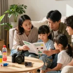 Bed bug removal strategies being discussed by a family in a cozy living room.