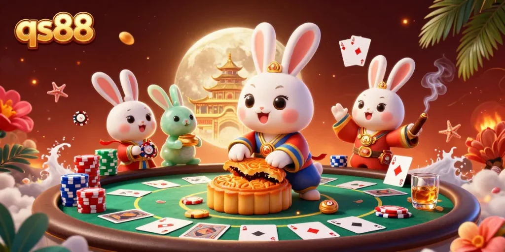 Experience exciting poker gameplay at qs88 with vibrant characters and casino elements.