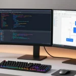 Thabet software development workspace featuring code editor and tech tools for scalable applications.