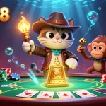 Unleash thrilling gameplay with 9bet88 as an explorer cat uncovers golden casino treasures.