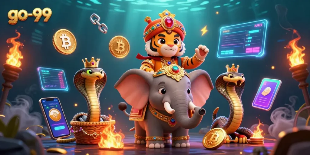 Enjoy thrilling games with go-99, featuring a cartoon maharaja and dynamic crypto elements.