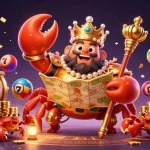 Experience thrilling slot depo 5000 action with a rich scene of a golden crab emperor and exciting game elements.