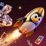 Spin to win exciting jackpots with 11win, featuring a vibrant 3D penguin-themed casino scene.