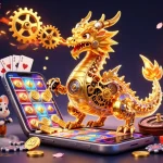 Engage with the bk8.today website's vibrant 3D casino scene, showcasing a golden dragon amidst dynamic gaming elements.