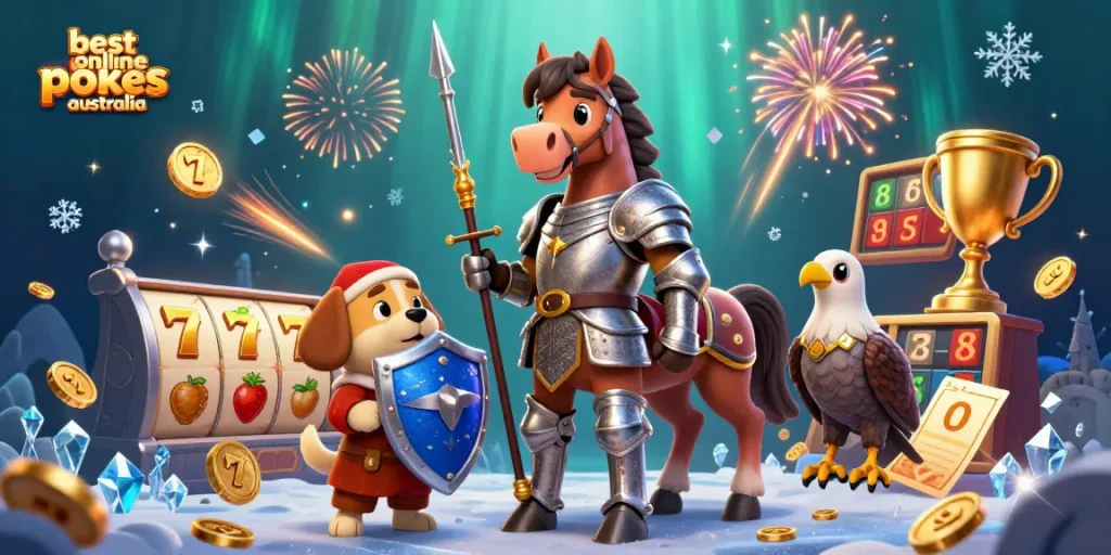 Spin for wins with the best online pokies Australia, showcasing a vibrant 3D cartoon casino scene.