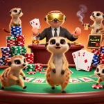 Experience action at Ao88's vibrant casino atmosphere with playful meerkats managing the games.