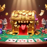 Experience the thrill of 11win poker with a lively scene of cards and treasure!