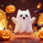 Engage in exciting gameplay with luck8z as you encounter a floating ghost cat amidst treasures in a casino